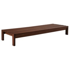 French Low Bench in Solid Elm, France 1960s