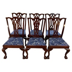 Set of Six 19th Century Mahogany Chippendale Side Chairs