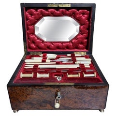Antique Napoleon III Boulle Marquetry Sewing Box, France, 1875