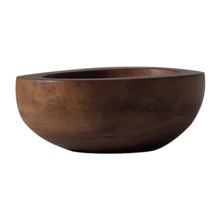 Solid Acajou Wooden Bowl, 1970s For Sale
