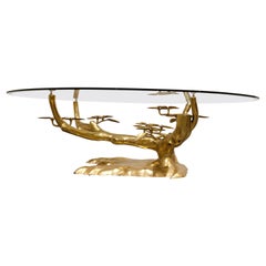 Brass Bonsai Coffee Table by Willy Daro, 1970s