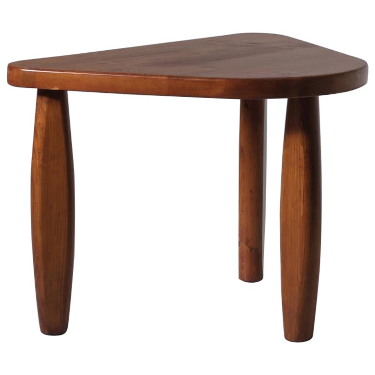 Solid Pine Wooden Plectrum Shaped Table from Les Arcs, France 1960s