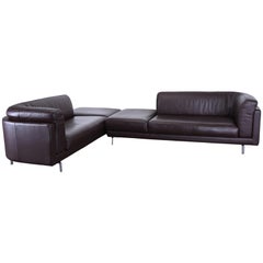 Paar Leder-Sofas von Maurice Villency, 20. Jahrhundert