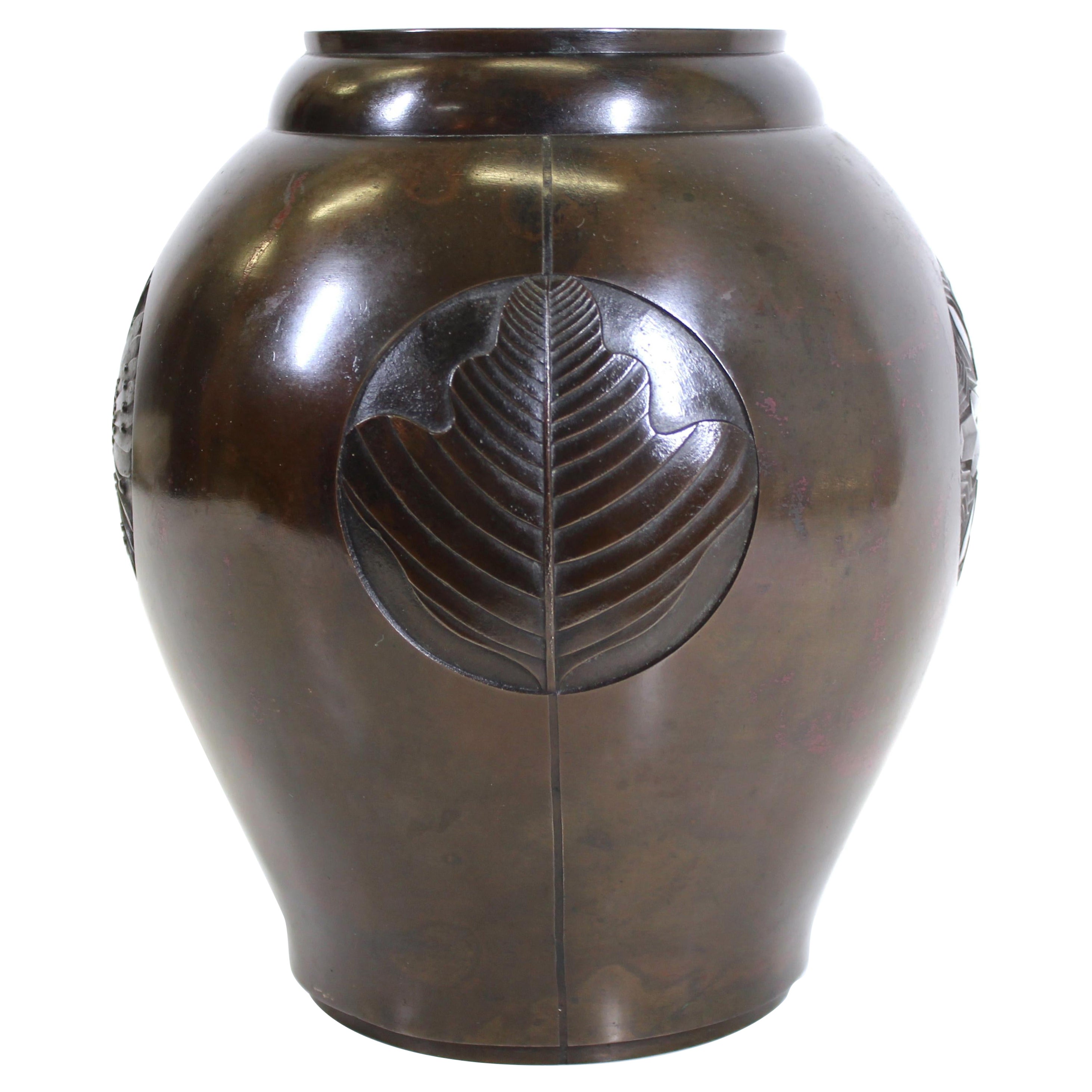 Japanese Art Deco Four Seasons Bronze Vase