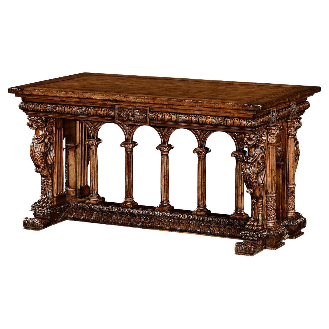 French Renaissance Style Library Table For Sale