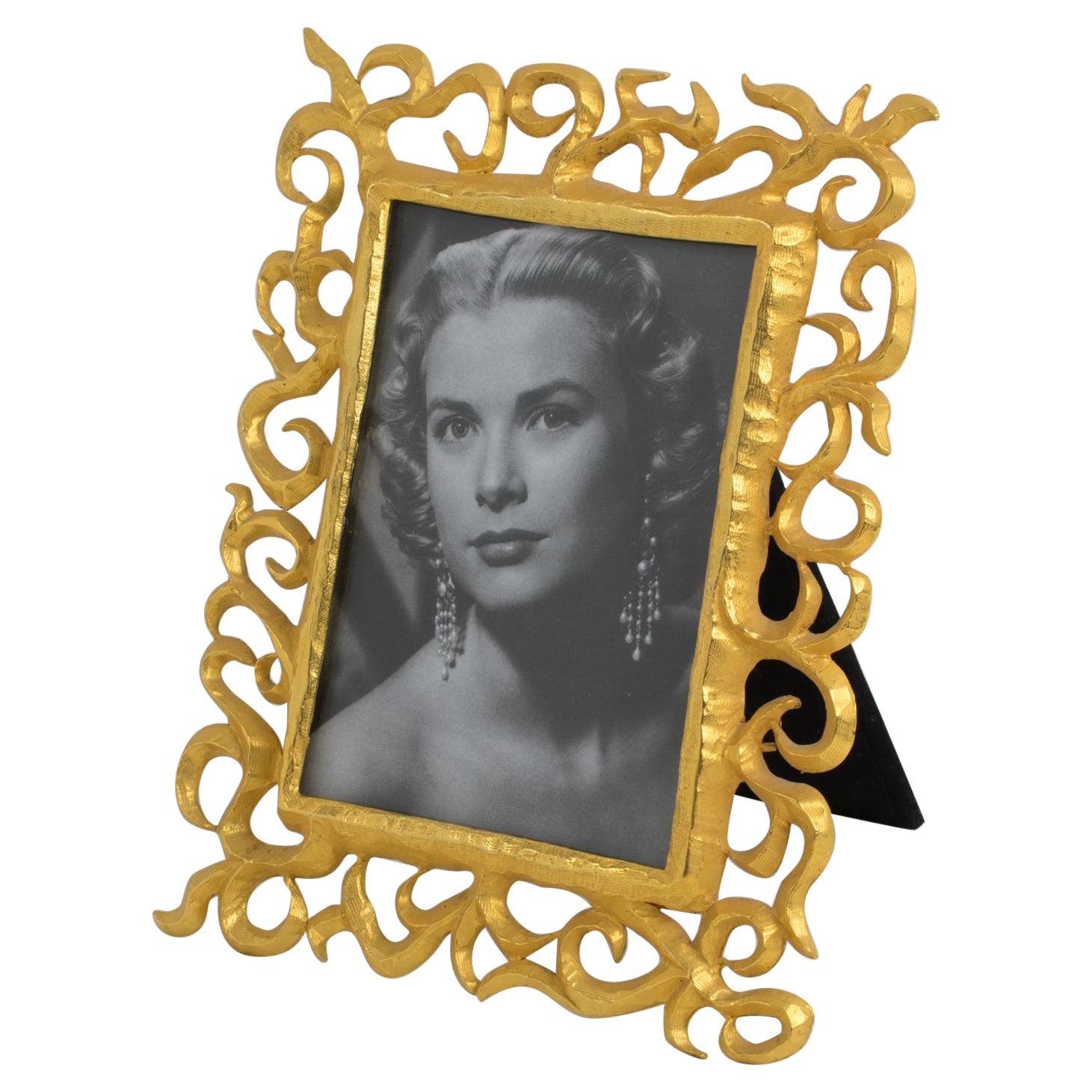 French Designer Edouard Rambaud Gilt Metal Picture Frame, 1980s For Sale