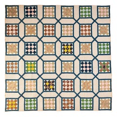 Antique Nine Patch inside Garden Maze Quilt