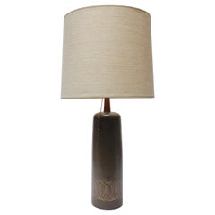 Tall Gordon and Jane Martz Ceramic Table Lamp with Shade and Finial