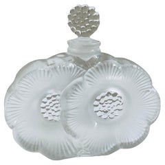 Lalique Crystal Deux Fleurs Anemone Petite Perfume Bottle