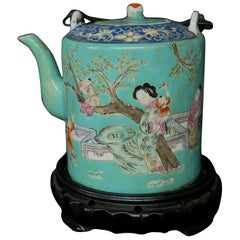 Antique Chinese Famille Rose Porcelain Teapot, 19th Century