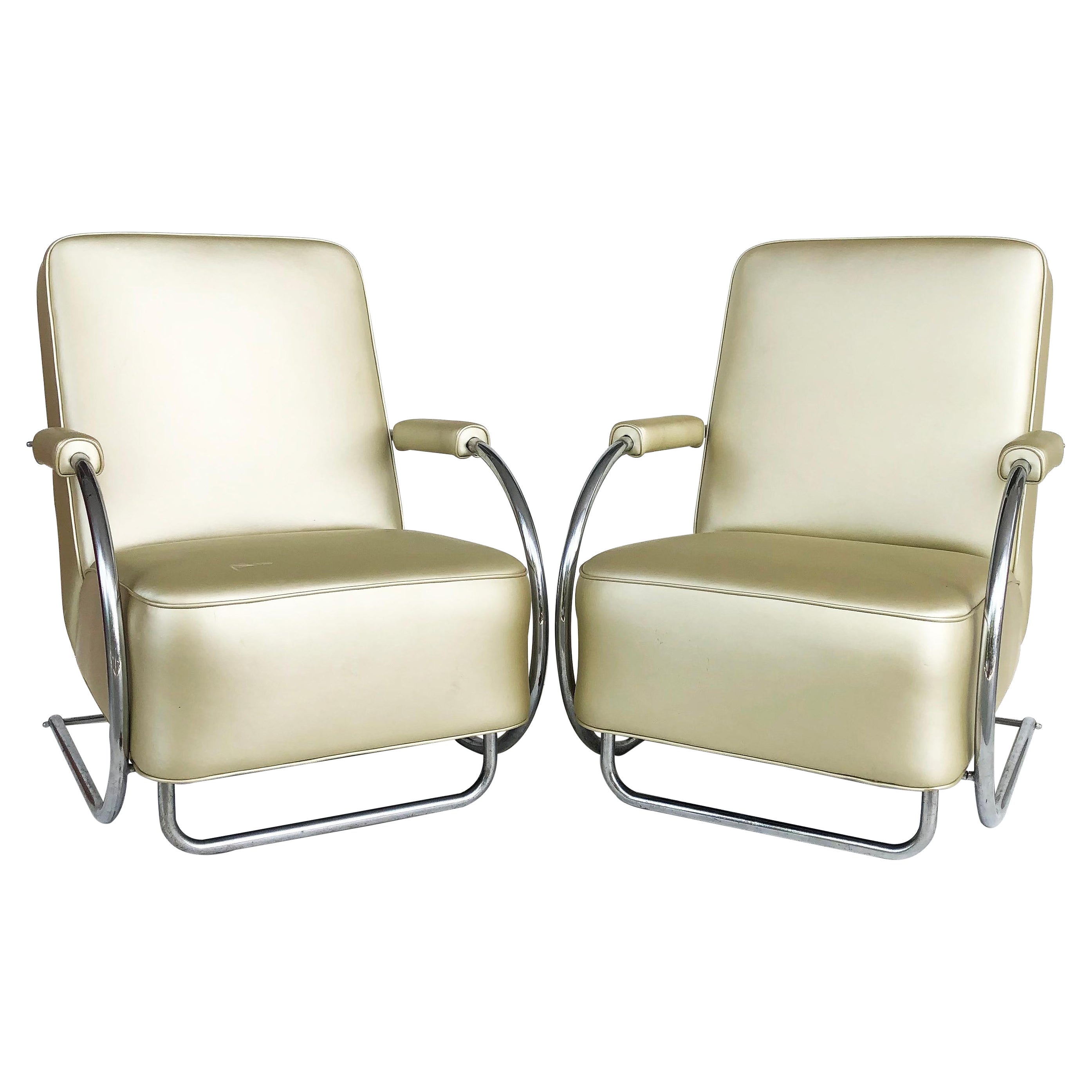 Art Deco Streamline Moderne Chairs by Kem Weber, Attributed 