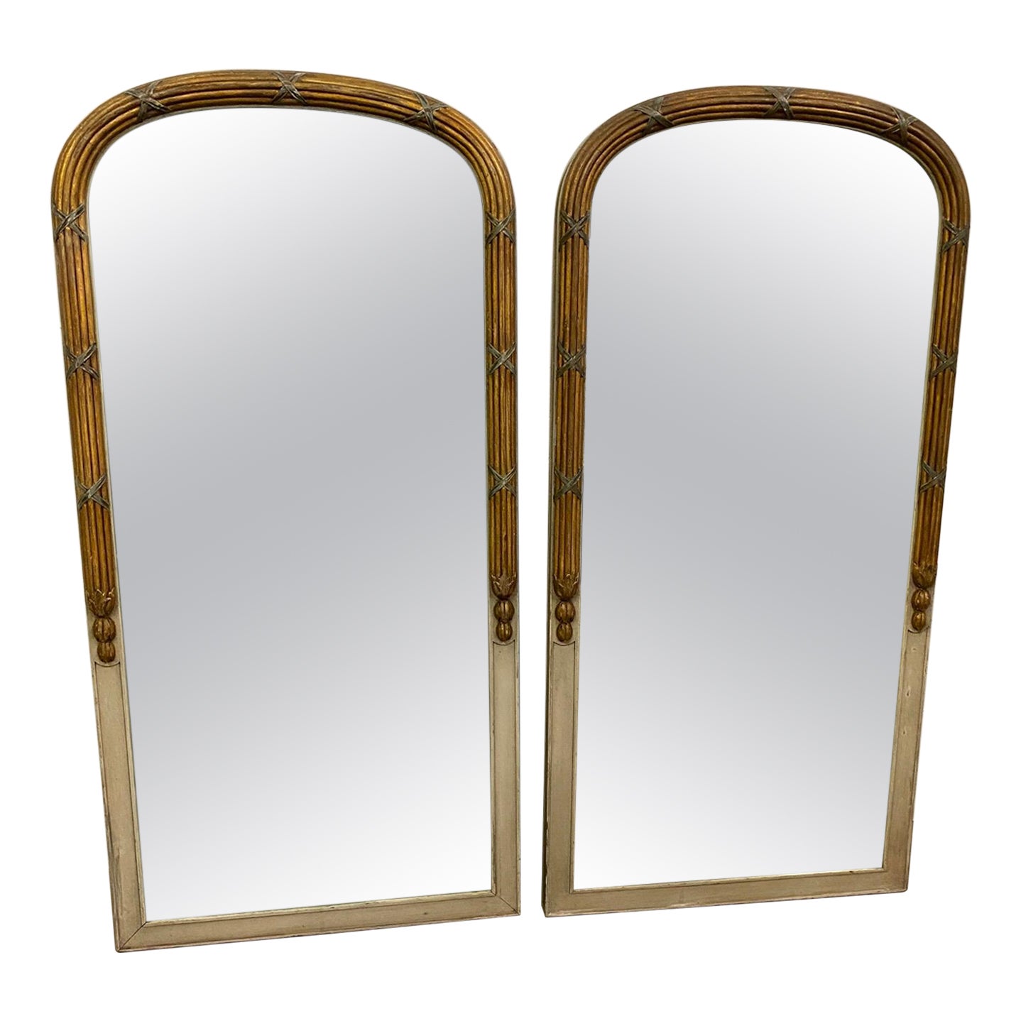 Pair of Paint Decorated Louis XVI Style Vanity Mirrors