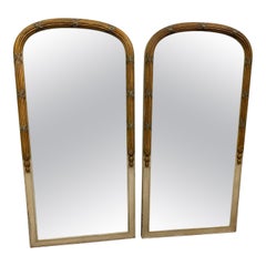 Vintage Pair of Paint Decorated Louis XVI Style Vanity Mirrors