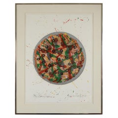 Vintage David Gilhooly "De Kooning Take Home Pizza" Print