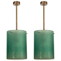 Very Large Aqua Fume Murano Pendant, 2 Available