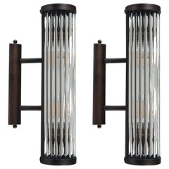 Venini Style Straight Arm Wall Light in Bronze