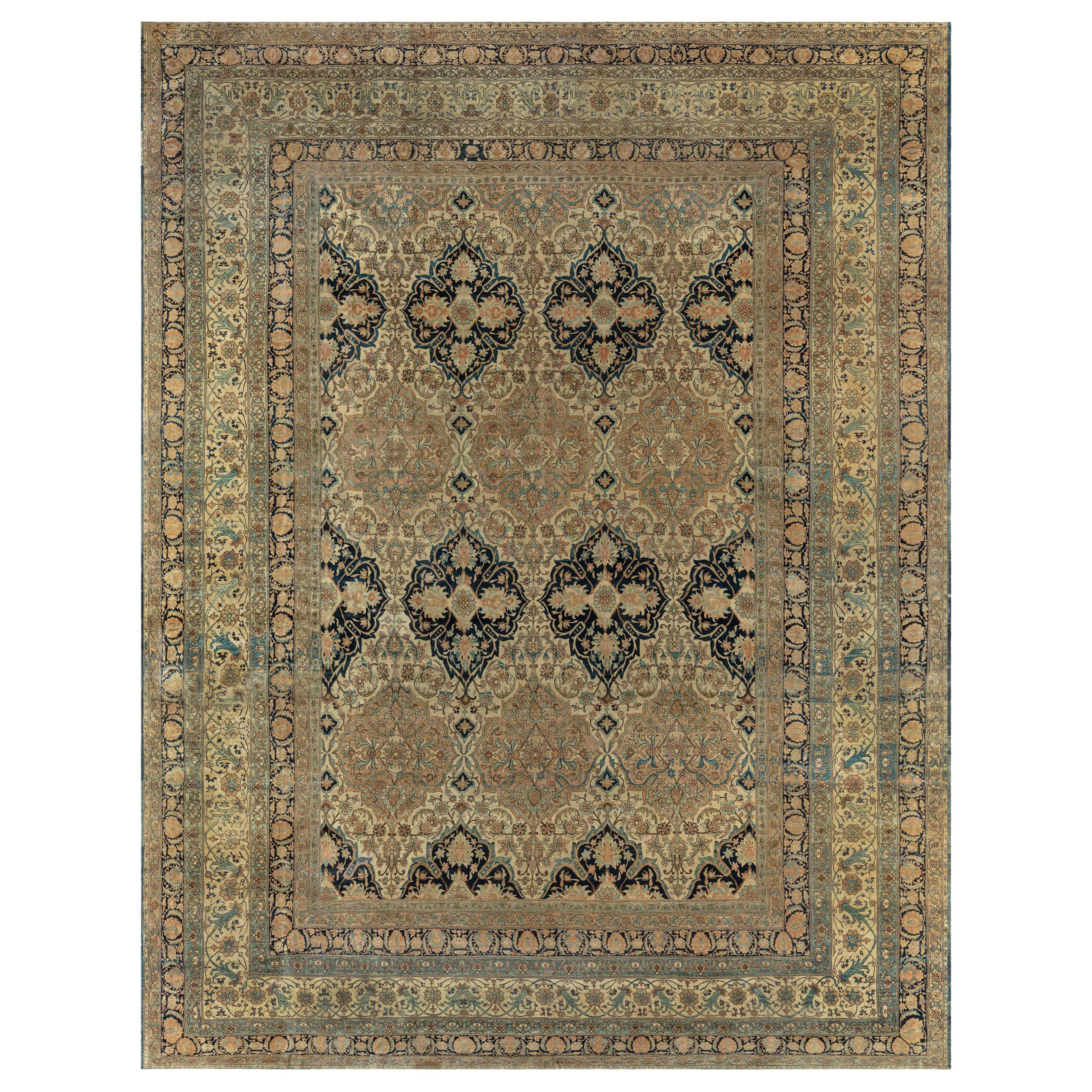 Doris Leslie Blau Collection Antique Persian Kirman Handmade Rug 'Size