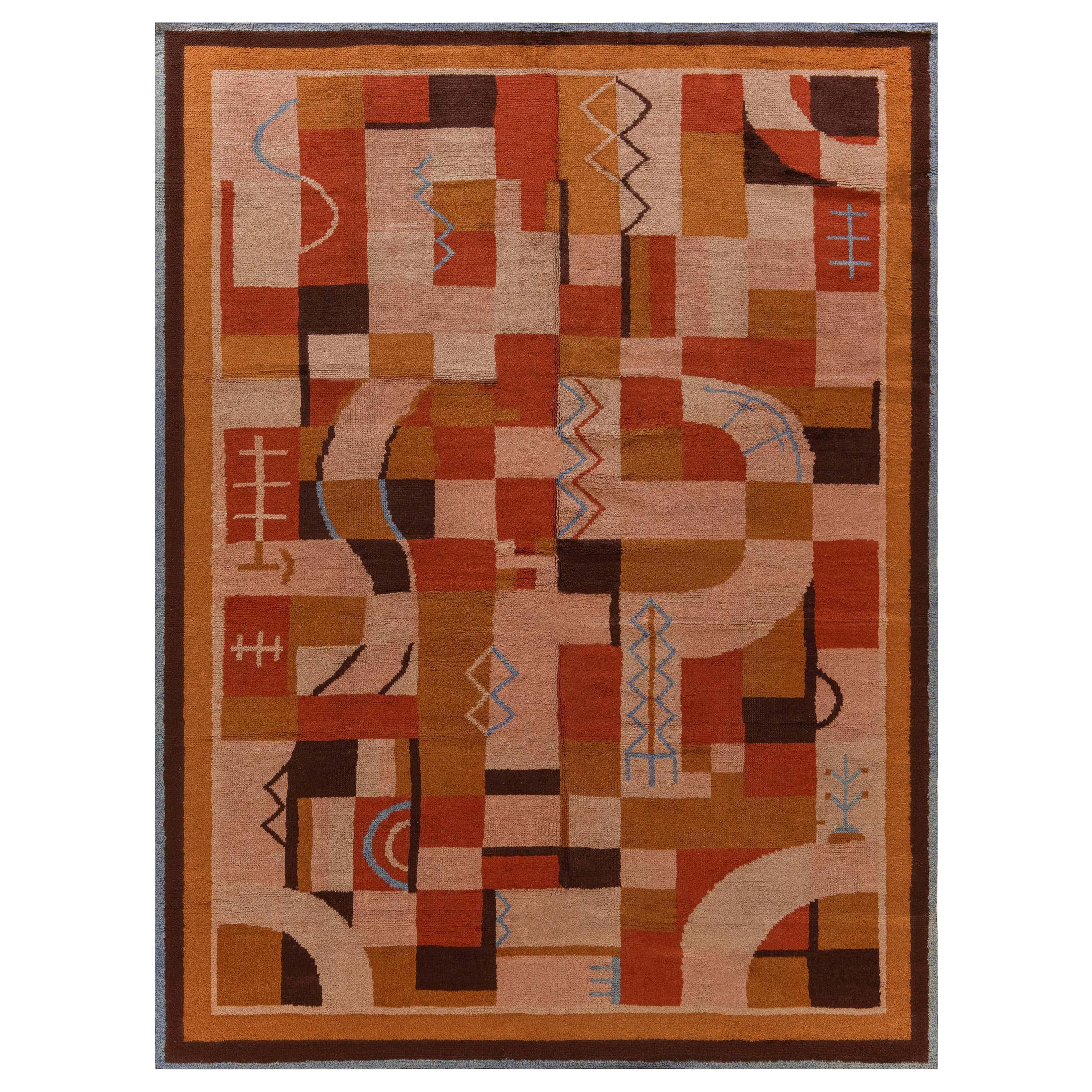 Doris Leslie Blau Collection Round French Art Deco Rug by Paul Follot