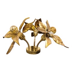 Brass Flower Table or Ceiling Light by Willy Daro, 1970's