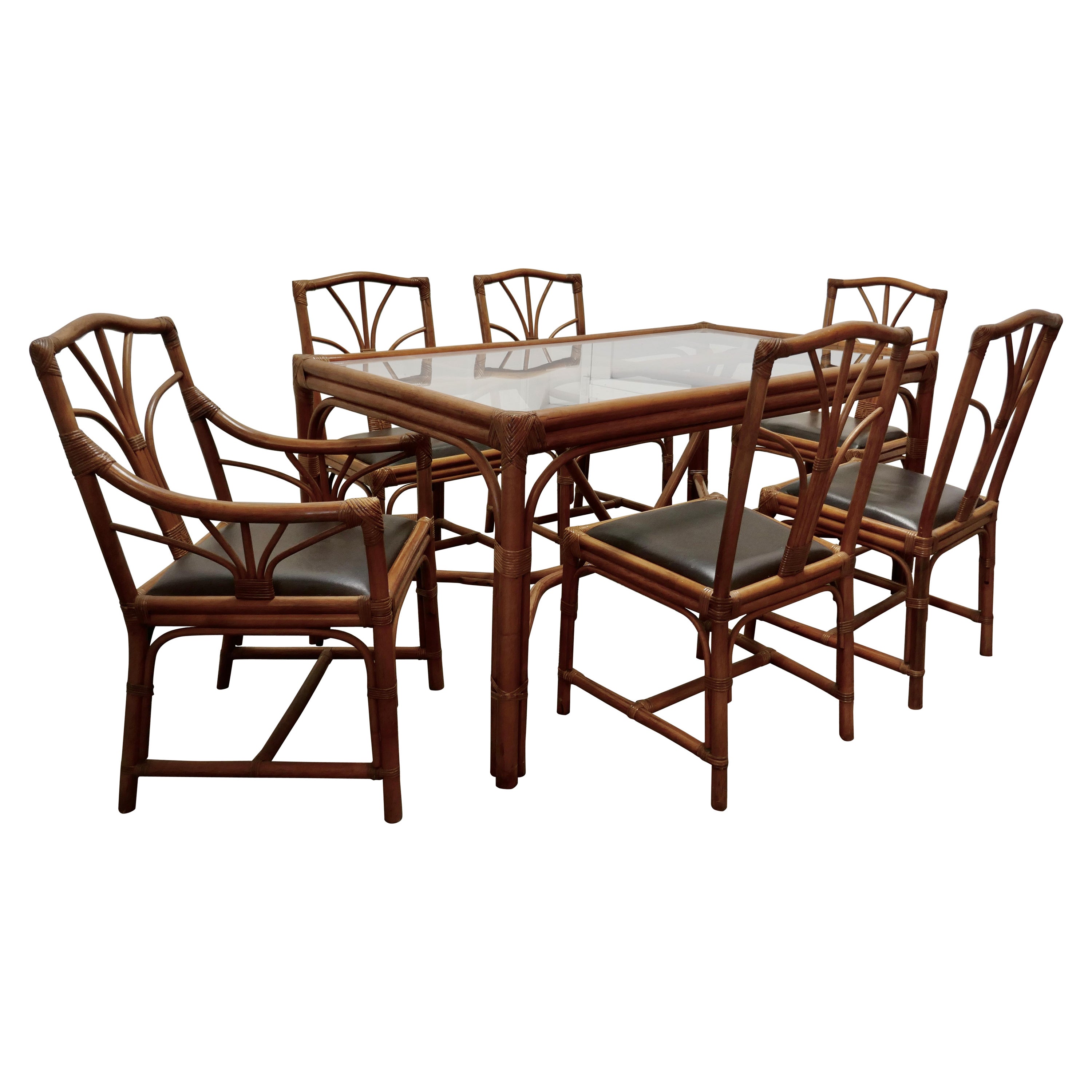 Regency Style Simulated Bamboo Conservatory Table and 6 Chairs