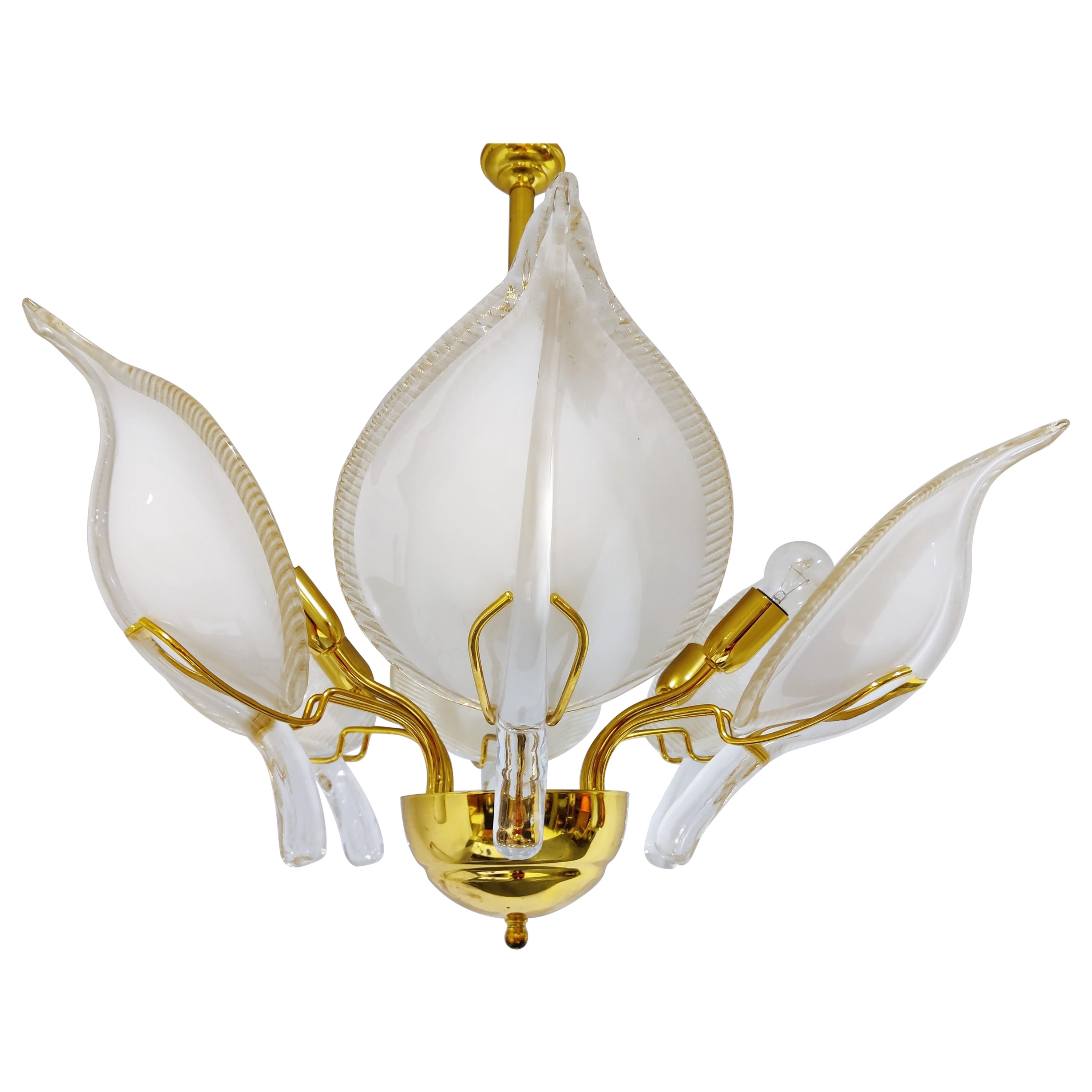 Murano Glass Leaf Chandelier by Barovier & Toso, 1970s