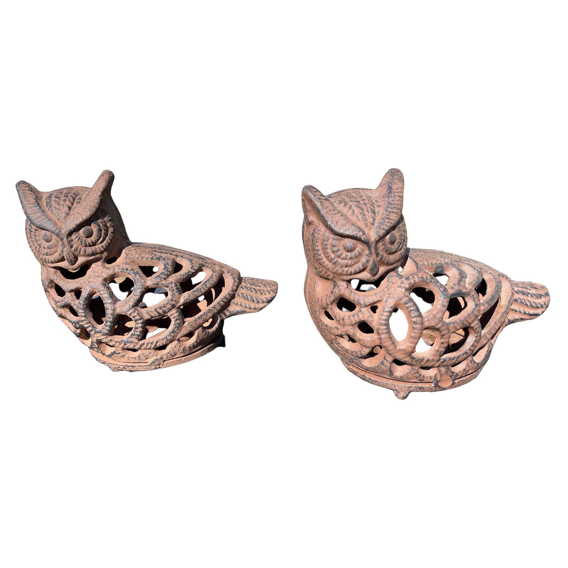 Japanese Old Pair Nesting Owl Garden Lighting Lanterns