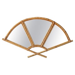 Italian Designer, Mirror, Bamboo, Rattan, Mirror Glass, Italy, 1950s