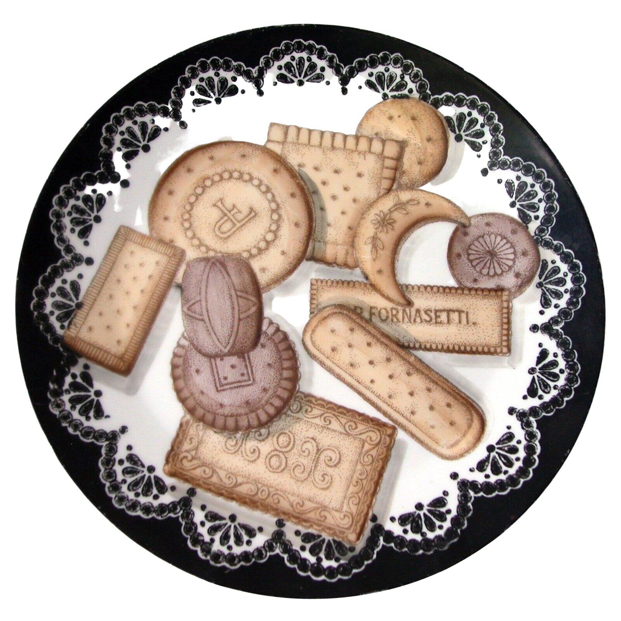 Piero Fornasetti Biscotti Pattern Porcelain Plate, Trompe l'oeil Cookies