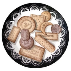 Vintage Piero Fornasetti Biscotti Pattern Porcelain Plate, Trompe l'oeil Cookies