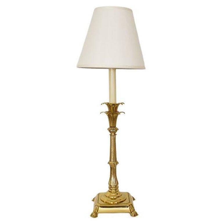 Tall Gold Faux Leaf Tole Table Lamp with Cream Shade For Sale