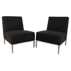 Mid-Century Modern Slipper Chairs on Stainless Steel Frames, Pair