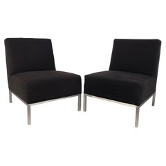 Vintage Mid-Century Modern Slipper Chairs on Stainless Steel Frames, Pair