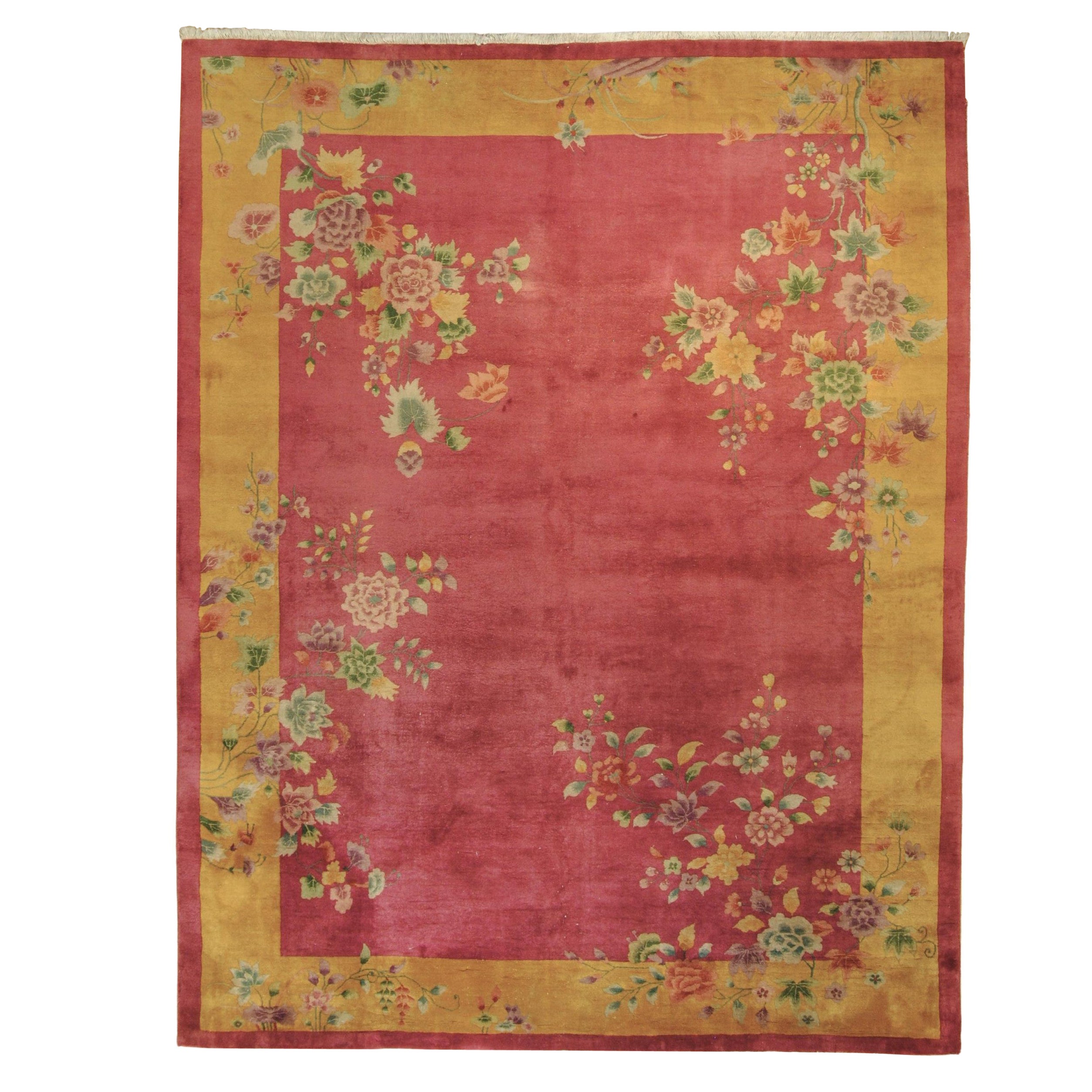 20th Century Floreal Total Pink Chinese Deco Nichols Rug No Border, ca