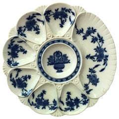 Antique 19th Century Porcelain Flow Blue Oyster Plate Minton