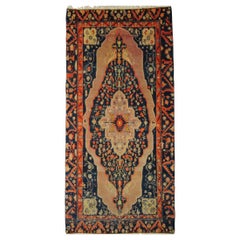 Antique 20th Century Pink and Blue Floreal with Medallion Samarkand Rug, Ca 1920