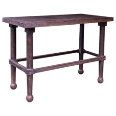 1880s Victorian Mercantile Forged Iron Work Table Antique Industrial Console