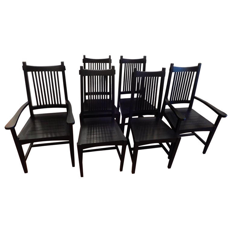 Six Hand Made  Arts & Crafts Dinning Chairs by Studio Artist David Smith USA For Sale