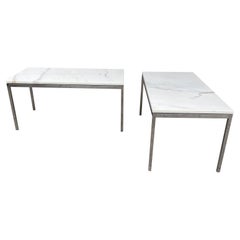 Florence Knoll Rectangular Coffee Table, Marble & Chrome