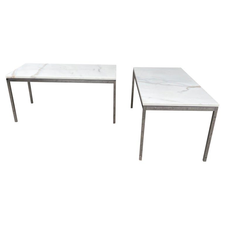 Florence Knoll Rectangular Coffee Table, Marble & Chrome For Sale