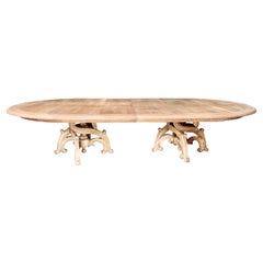 Monumental Italian Style Oval Shaped Pedestal Dining Table