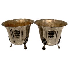 Pair of French Footed Hammered Silver Planters