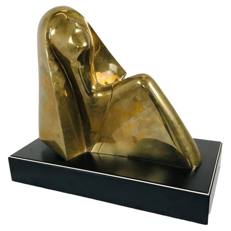 "Deco Lady" Polished Bronze Sculpture by David L. Hostetler