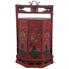 Antique Chinese Lacquered Octagonal Stacking Wedding Basket Box Tiffin