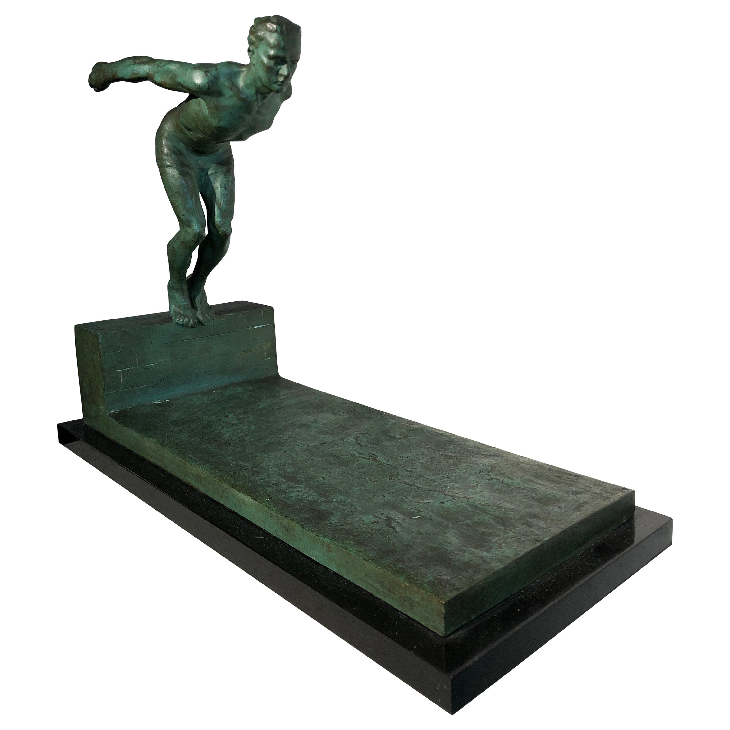 Bronze Sculpture of a Diver by J.Duquet