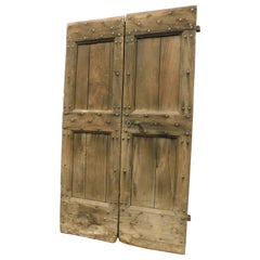 Entrance Door with Two Rustic Doors, Nails in Chestnut Wood, Late '800 Italy