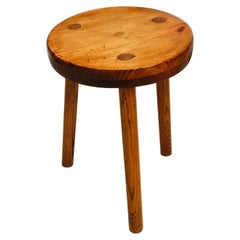 Vintage Charlotte Perriand Style Oak Brutalist Stool