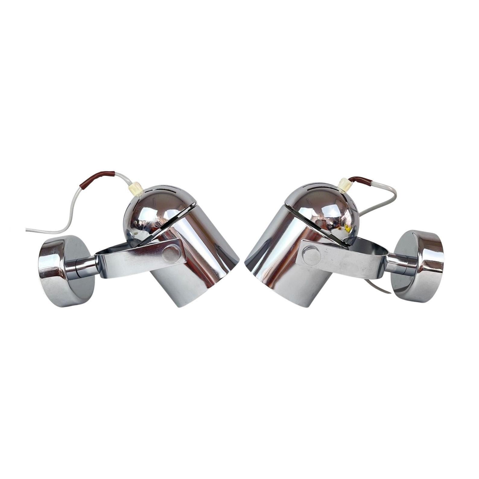 Mid Century Chrome Wall Lamps by Stanislav Indra, 1970's