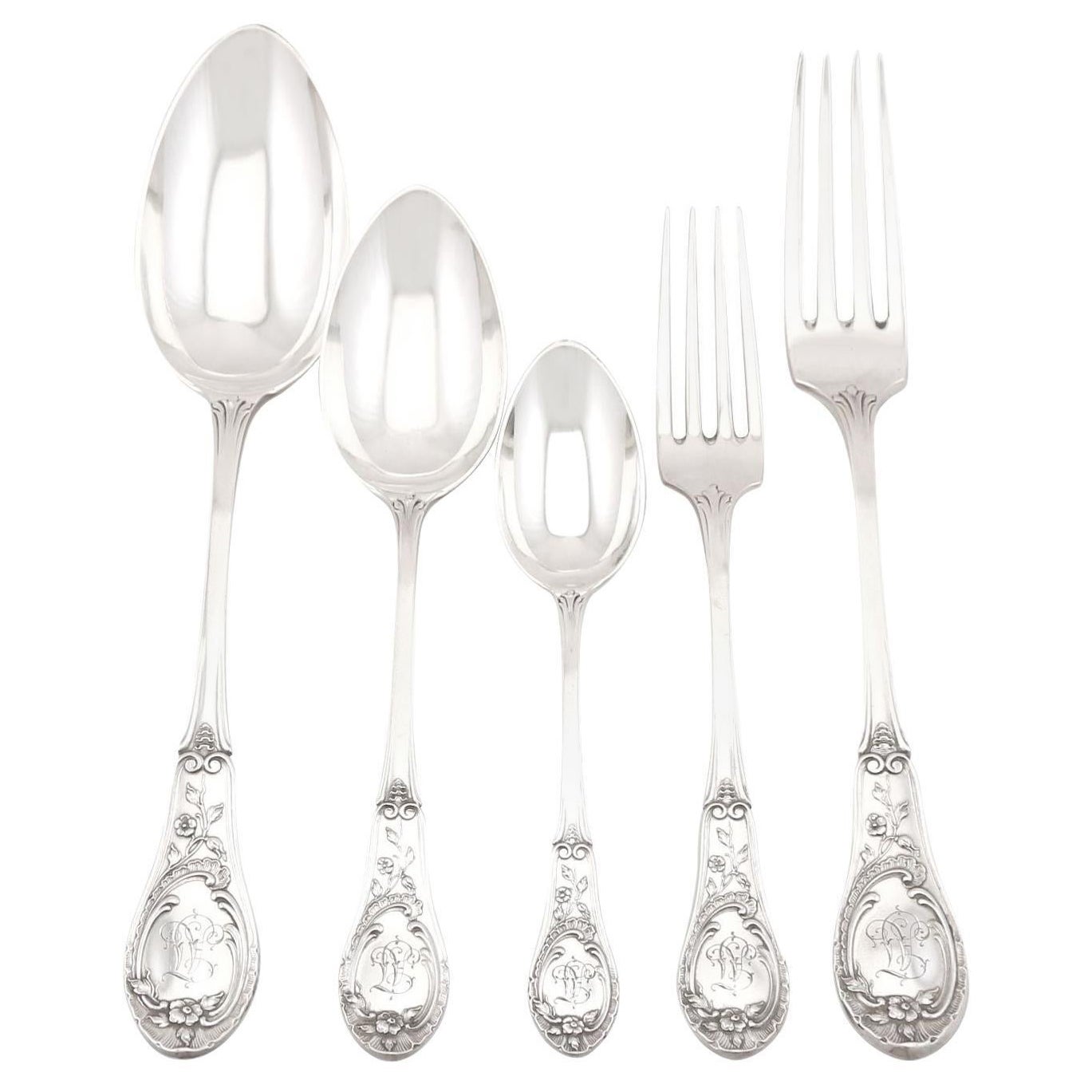 Antique German Silver Canteen of Cutlery for Twelve Persons, Circa 1895