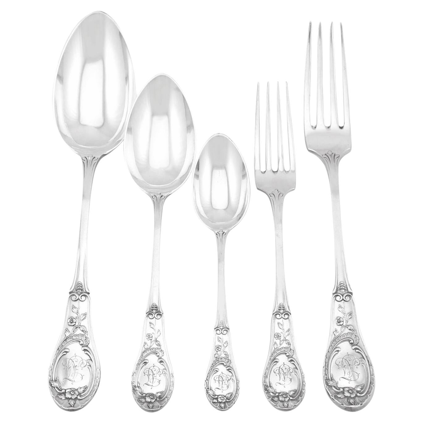 Antique German Silver Canteen of Cutlery for Twelve Persons