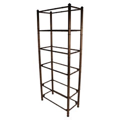 Faux Bamboo Etagere, Display with Glass Shelves